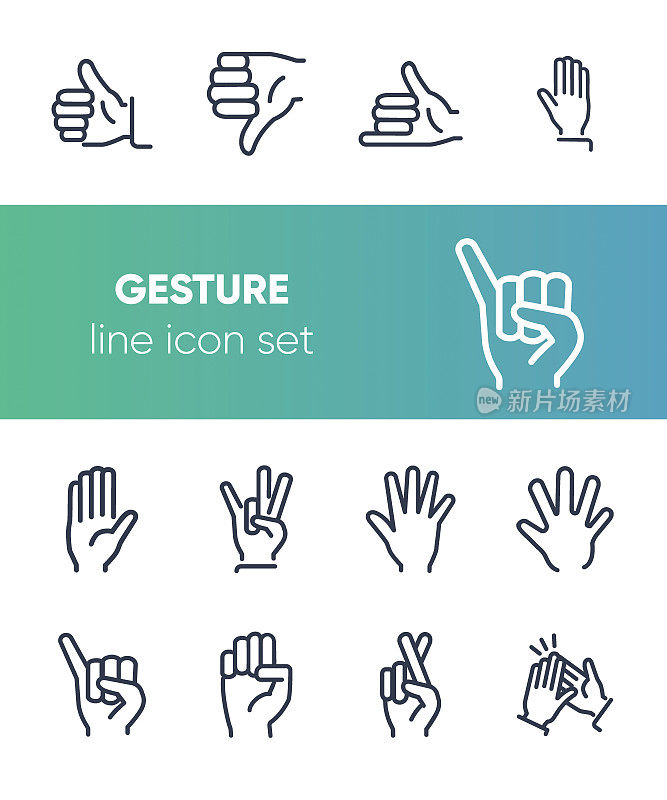 Gestures line icon set
